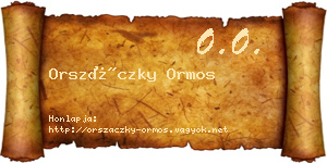Orszáczky Ormos névjegykártya